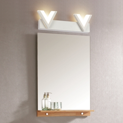 Acrylic V Shape Wall Mount Fixture Stylish Modern LED Lighting Fixture for Bathroom in White