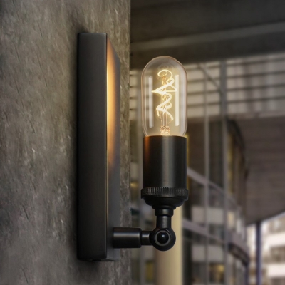 Black Single Light Bare Bulb Edison Socket LED Wall Sconce