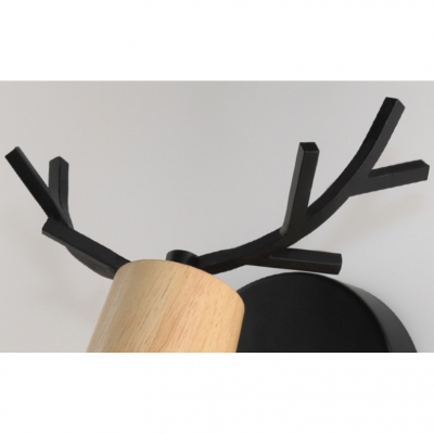 Black/White Antler Sconce Light Nordic Style Wood Single Head Wall Mount Light for Children Room