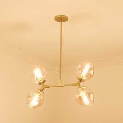 Bubble Ceiling Lamp Designers Style Metal 4 Light Drop Lamp in Gold for Living Room