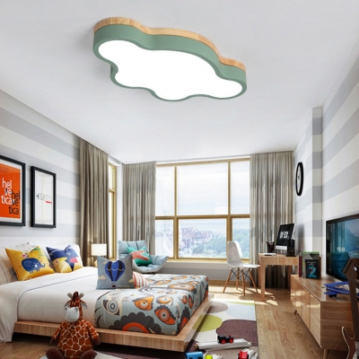 Cloud Shade Flush Light Colorful Nordic Style Boys Girls Bedroom Metal LED Flush Mount Light