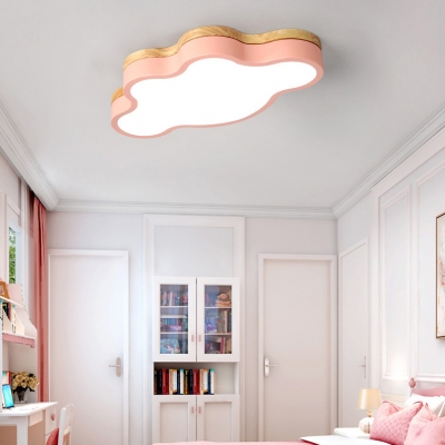 Cloud Shade Flush Light Colorful Nordic Style Boys Girls Bedroom Metal LED Flush Mount Light