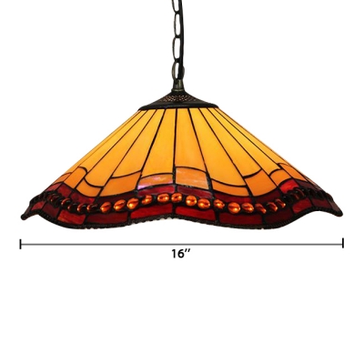 Dining Room Umbrella Shade 16 Inch Tiffany Stained Glass Hanging Pendant