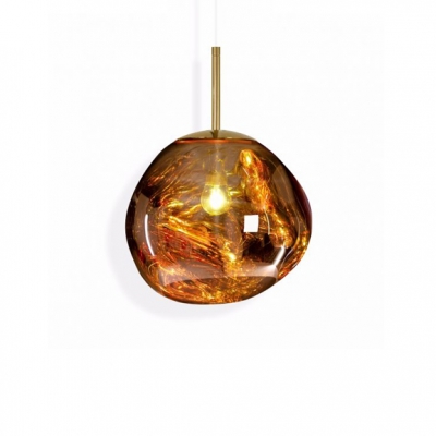 Gold Pendant Lamp Post Modern Glass 1 Light Accent Suspended Lamp for Living Room