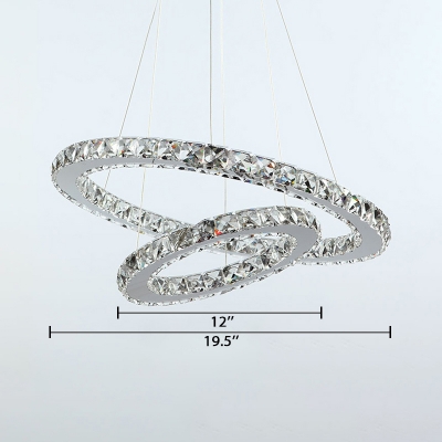 Modernism Tiered Ring Chandelier Crystal Suspension Light for Coffee Shop Restaurant
