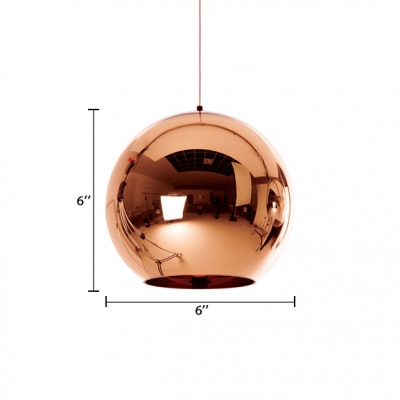 Rose Gold Mirror Ball Pendant Lamp Minimalist Simple Electroplate Glass 1 Light Drop Light
