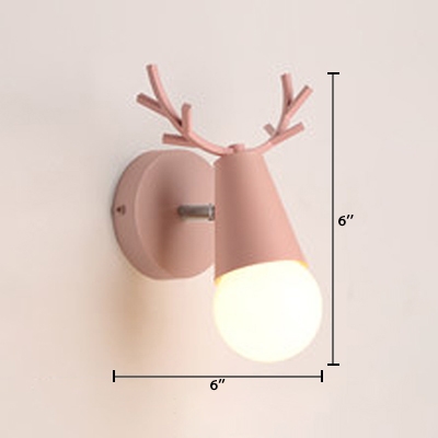 Rotatable Antler Wall Mount Light Colorful Simple Boys Girls Room Metal 1 Light Sconce Lighting