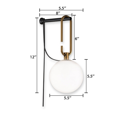 Single Head Spherical Wall Sconce Modern Fashion Mouth Blown Glass Wall Lamp in Brass