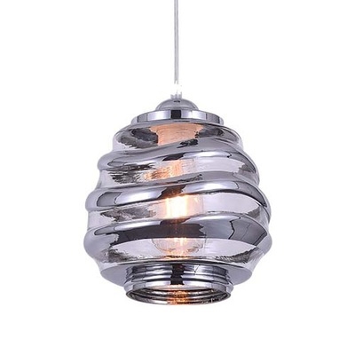 Spiral Suspended Light Modernism Glass 1 Bulb Hanging Lamp in Chrome for Bedroom