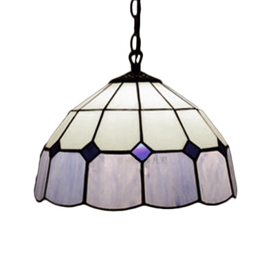 White Stained Glass Style 12 Inch Tiffany Hanging Pendant Lighting