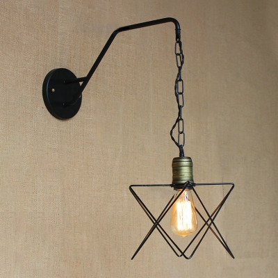 1 Head Star Metal Frame Wall Lamp Modern Chic Hanging Wall Sconce in Bronze for Coffee Shop