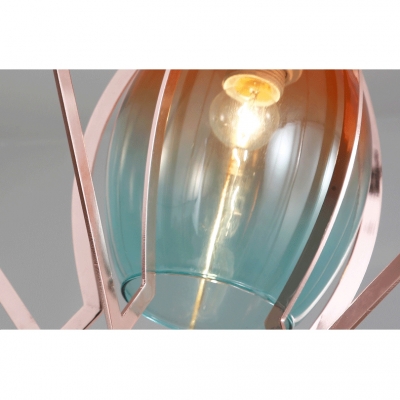 Faded Glass Oval Shade Pendant Lighting One Light Art Deco Modern Light Fixture in Rose Gold