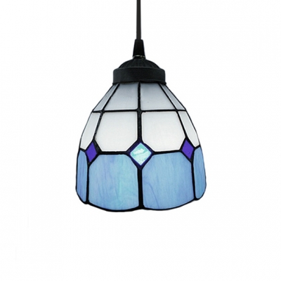 5.5 Inch Width Tiffany Style Polygon Shape Shade Mini Pendant Light