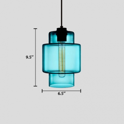 Aqua Geometric Lighting Fixture Modern Fashion Glass 1 Bulb Pendant Light for Bedside