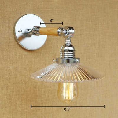 Chrome Finish Scalloped Wall Lamp Modernism Clear Glass 1 Head Wall Mount Light for Foyer