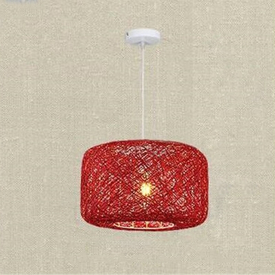 Colorful Modern Round Suspension Light Woven Single Head Ceiling Pendant Lamp for Kids