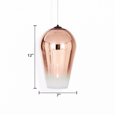 Contemporary Fade Suspension Light Glass Single Head Pendant Lamp in Rose Gold for Foyer