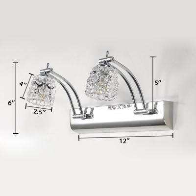 Crystal Swing Arm Vanity Light Contemporary LED Lighting Fixture for Mirror in Chrome