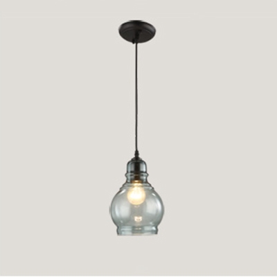Gourd Ceiling Pendant Lamp Modernism Glass 1 Bulb Decorative Hanging Light in Black Finish