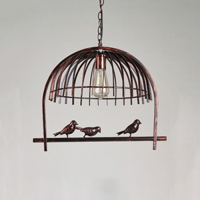 Industrial Pendant Light in Birdcage Style, Black