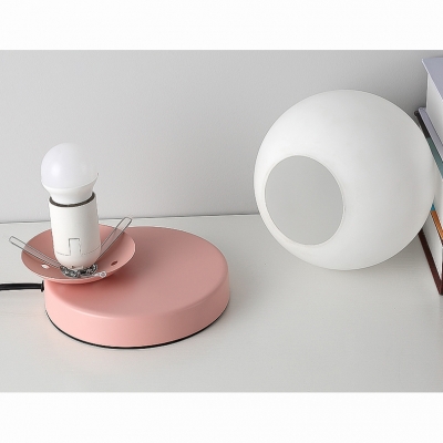 Macaron Colorful Sphere Table Lamp White Glass Single Light Desk Light for Children Room