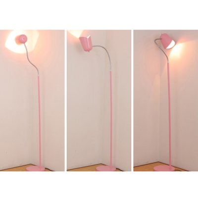 Metallic Floor Light with Dome Shade Blue/Pink/Yellow Single Light Standing Light for Baby Room