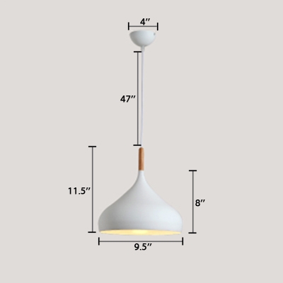 Minimalist Teardrop Hanging Lamp Wooden Single Light Ceiling Pendant Light in White