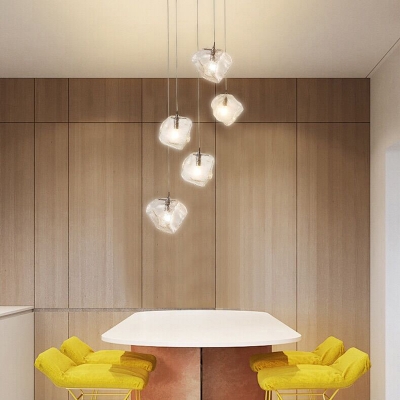 Modern Design Cluster Pendant Lamp Glass 5 Light Drop Light for Dining Room Bar Counter