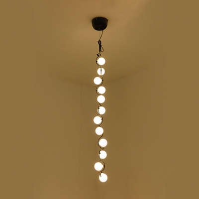 Multi Light Long Pendant Lamp Modern Frosted Glass Globe Branching LED Hanging Light