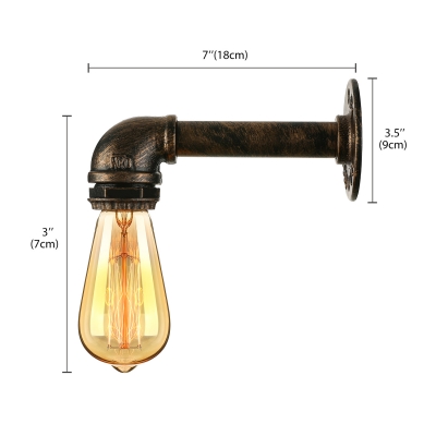 Old Bronze  Industrial 1 Light LED Wall Sconce in Pipe Design