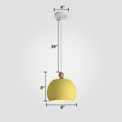 Orb Lighting Fixture Macaron Modern Iron Single Light Pendant Lamp in Green/Yellow
