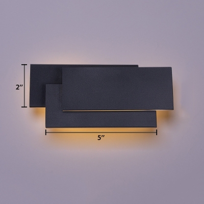Rectangle LED Wall Light Minimalist Aluminum Sconce Lighting in Black for Corridor Balcony