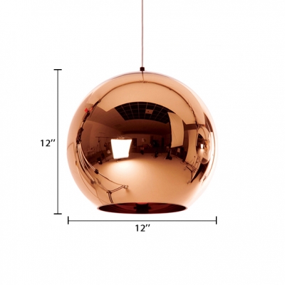Rose Gold Mirror Ball Pendant Lamp Minimalist Simple Electroplate Glass 1 Light Drop Light