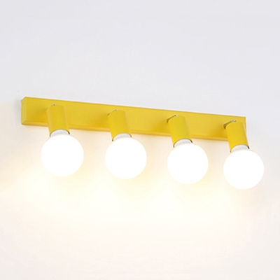 Rotatable 4 Light Bulb Mirror Light Modern LED Wall Lamp in Yellow in Third Gear