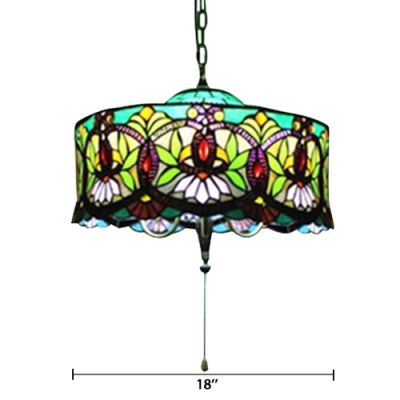Tiffany Chandelier Baroque with Colorful Stained Glass