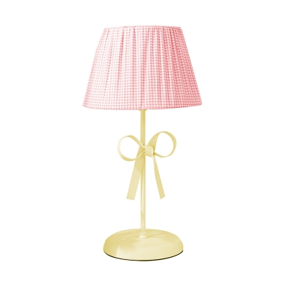 Trellis Design 1 Head Table Lamp with Pink Fabric Shade Reading Light for Children Bedroom