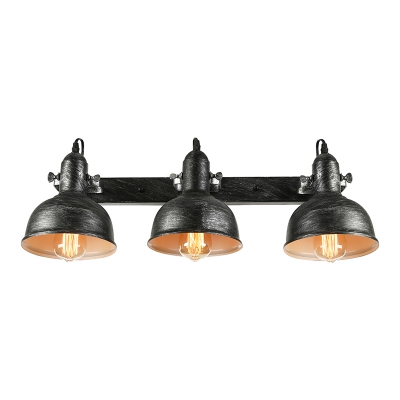 Triple Light Wall Sconce in Dome Rustic Industrial Wrought Iron Wall Light for Warehouse Bathroom Restaurant