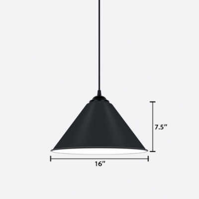 1 Light Cone Shape Ceiling Pendant Light Simplicity Metal Hanging Light in Black for Bedroom