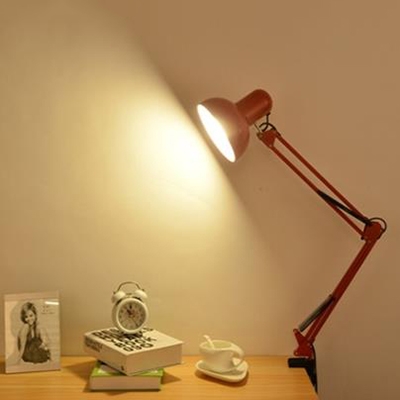 1 Light Swing Arm Desk Lamp Modernism Concise Metal LED Desk Lights in Red/Yellow