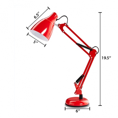 Single Head Arm Adjustable Table Light Modernism Metallic Standing Table Lamp in Red
