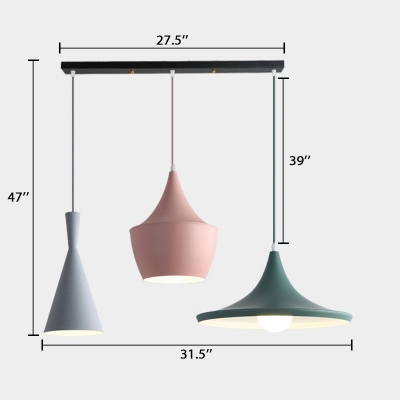Adjustable 3 Heads Geometric Pendant Lamp Modern Design Colorful Metallic Suspension Light for Kids