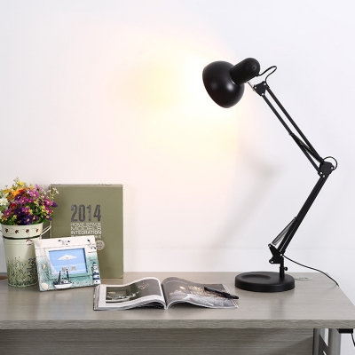 Arm Adjustable Desk Lamp Contemporary Steel 1 Light Desk Lamp in Black for Library
