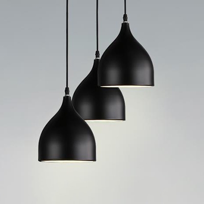 Black Teardrop Suspended Light Designers Style Aluminum 1 Light Drop Light for Dining Room
