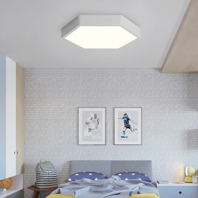Black/White Hexagon Flush Mount Light Modern Design Metal LED Ceiling Lamp for Living Room