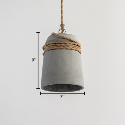 Concreted Down LED Pendant Light Industrial Simplicity Ceiling Light with Hemp Rope