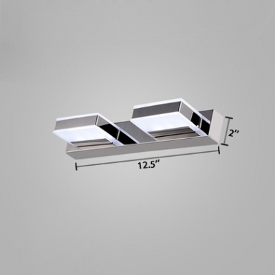 Contemporary Square Makeup Light Acrylic 1/2/3/4 Heads Vanity Light in Warm/White for Mirror