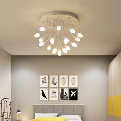 Curved Arm Mini Ceiling Light Simplicity Acrylic Multi LED Lighting Fixture for Bedroom