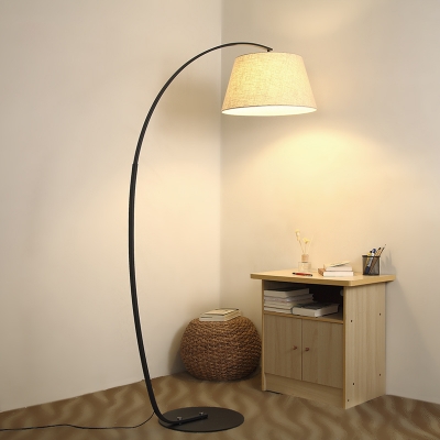 Fabric Arched Floor Light Modern Simple Floor Lamp in White for Living Room Office
