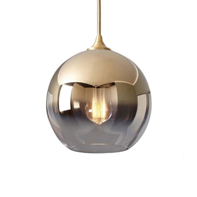 Gold Finish Ball Hanging Lamp Contemporary Faded Glass 1 Bulb Decorative Lighting Fixture