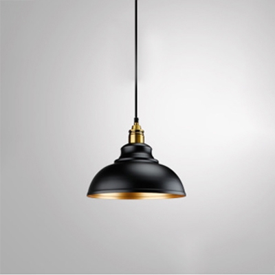 Gold Inner Finish Vintage Style Single Bulb Hanging Lamp in Black for Restaurant Dining Room